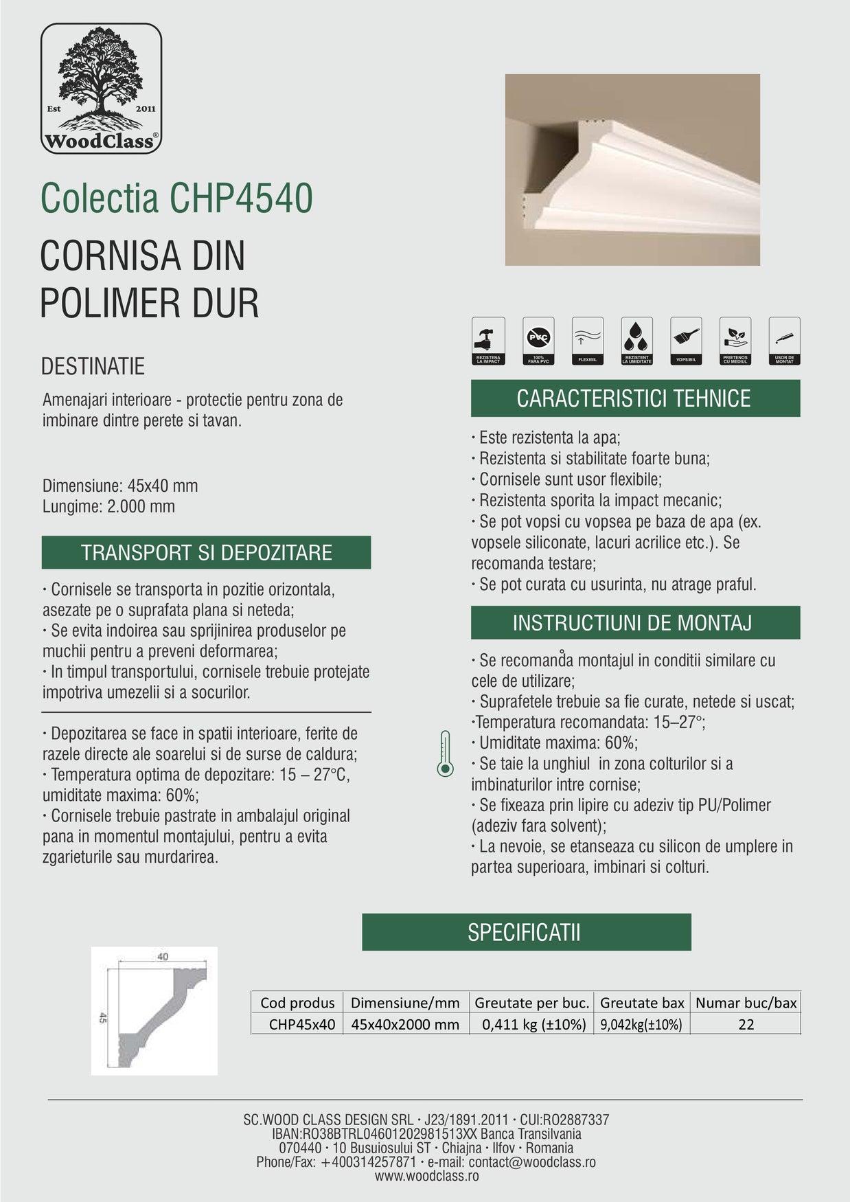 Cornisă Polimer CHP4540