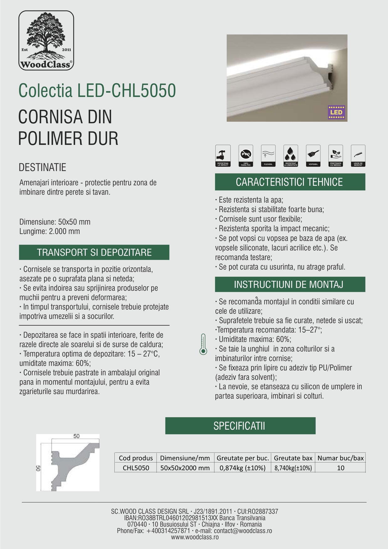 Cornisă Polimer CHL5050