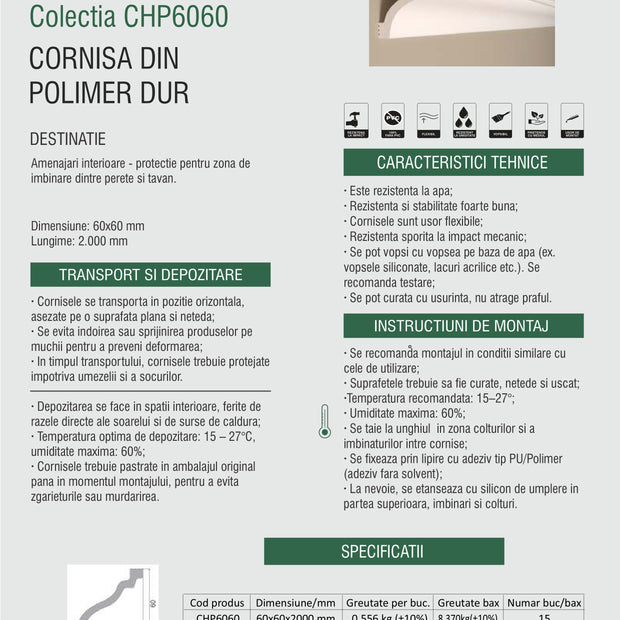 Cornisă Polimer CHP6060