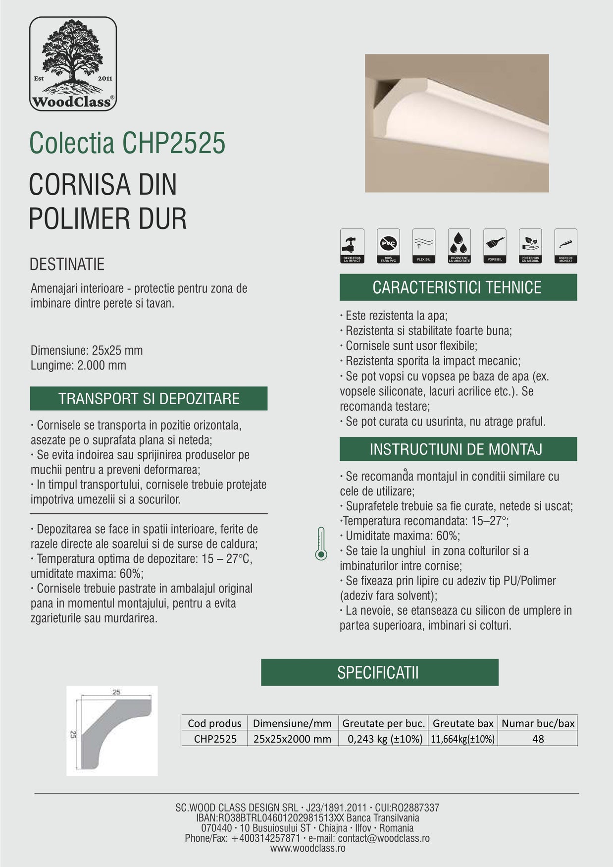 Cornisă Polimer CHP2525