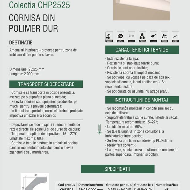 Cornisă Polimer CHP2525