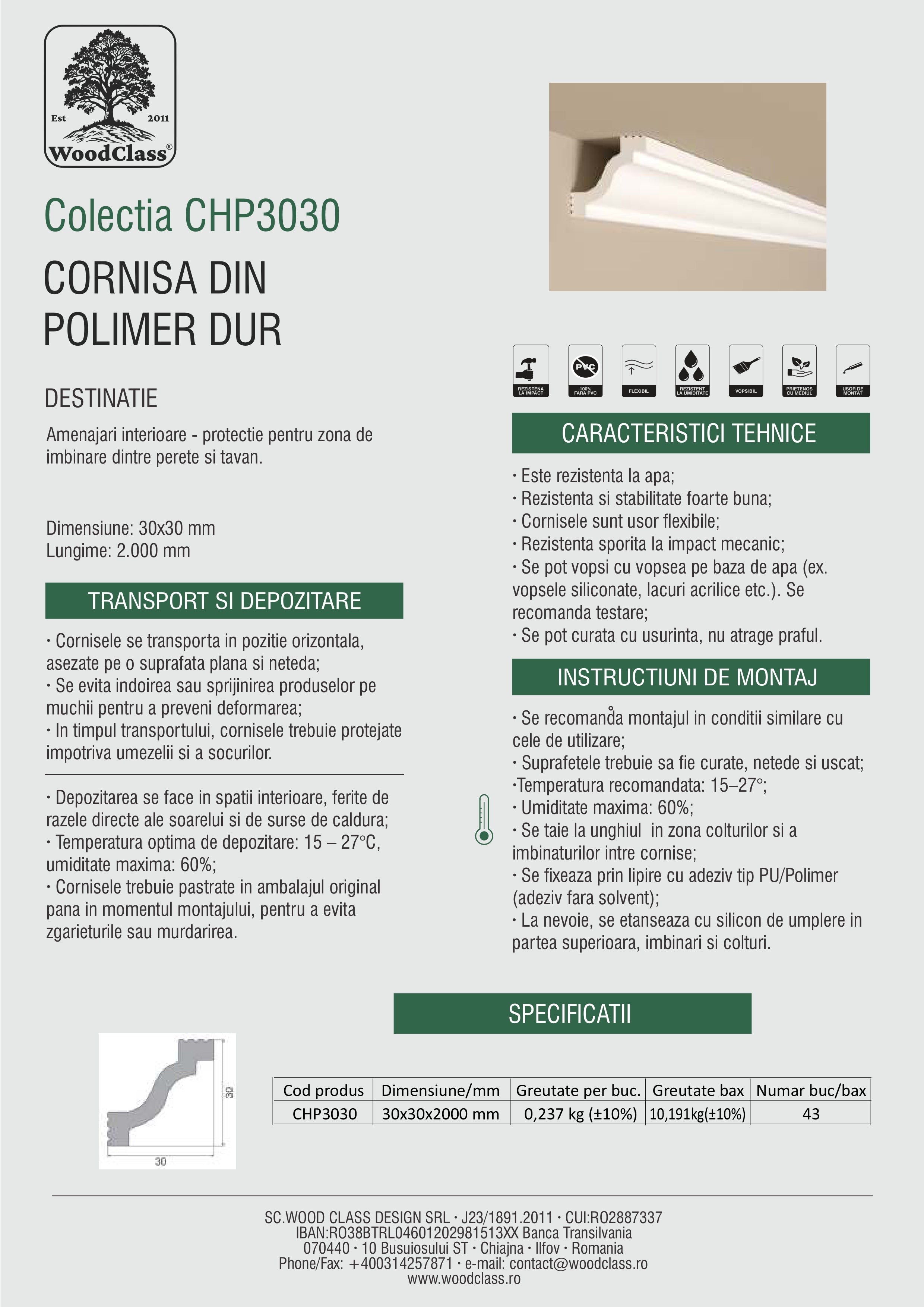 Cornisă Polimer CHP3030