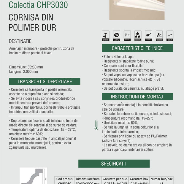 Cornisă Polimer CHP3030